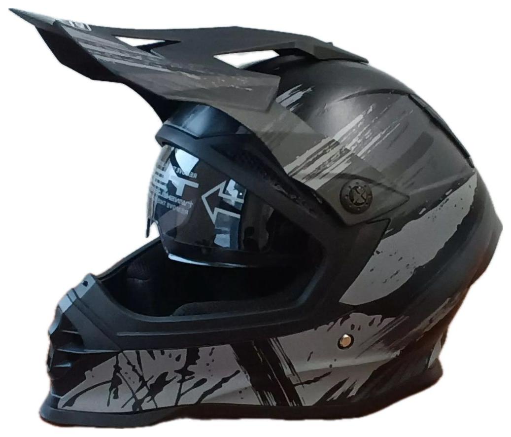 Шлем кроссовый взрослый черно-серый G3 - M купить в Тольятти